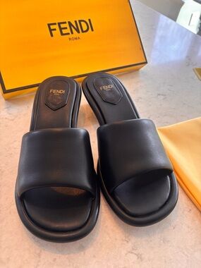 Baguette Napa Leather Slides - Brand New